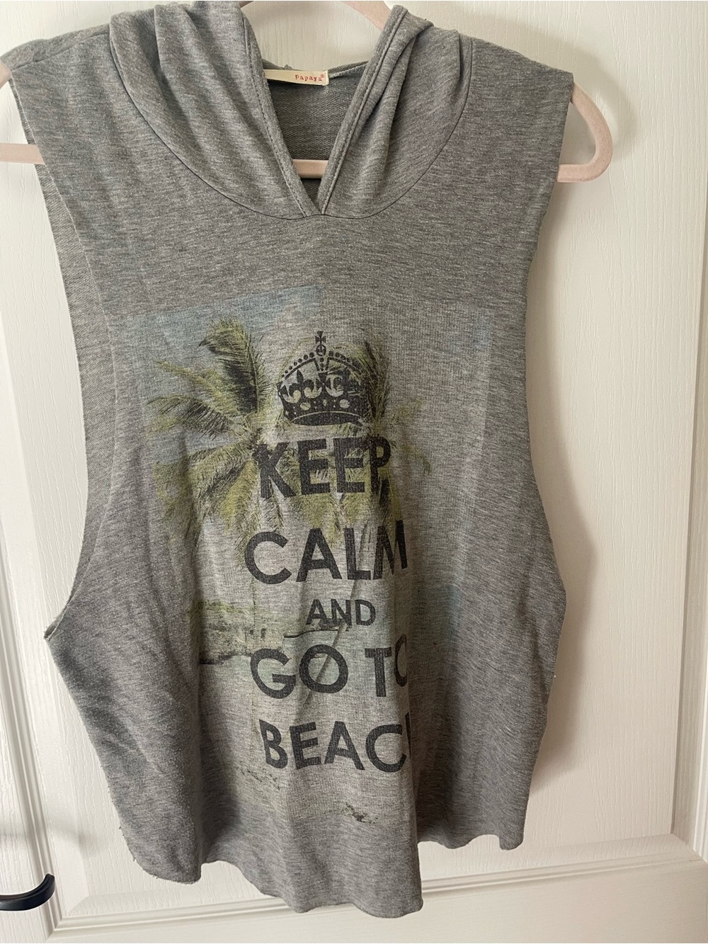 Papaya Gray Sleeveless Hooded Tank